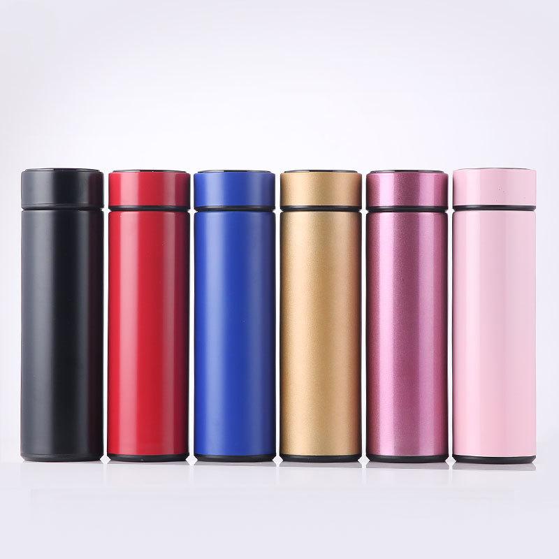 Inteligentní termoska s velkým objemem 500 ml, vakuové termosky, přenosná nerezová termoska, láhev na vodu, cestovní hrnek na čaj, kancelářská termoska