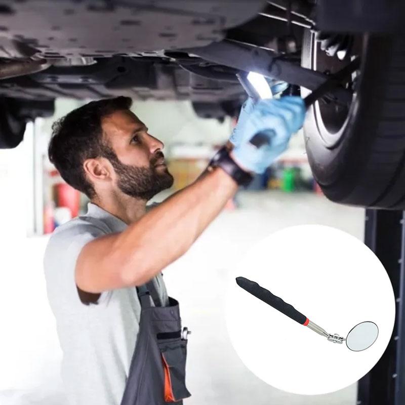 360 Retractable Telescopic Inspection Detection Lens Round Mirror Silver Pocket Clip New Car Tools Extend DIY Tool Universal