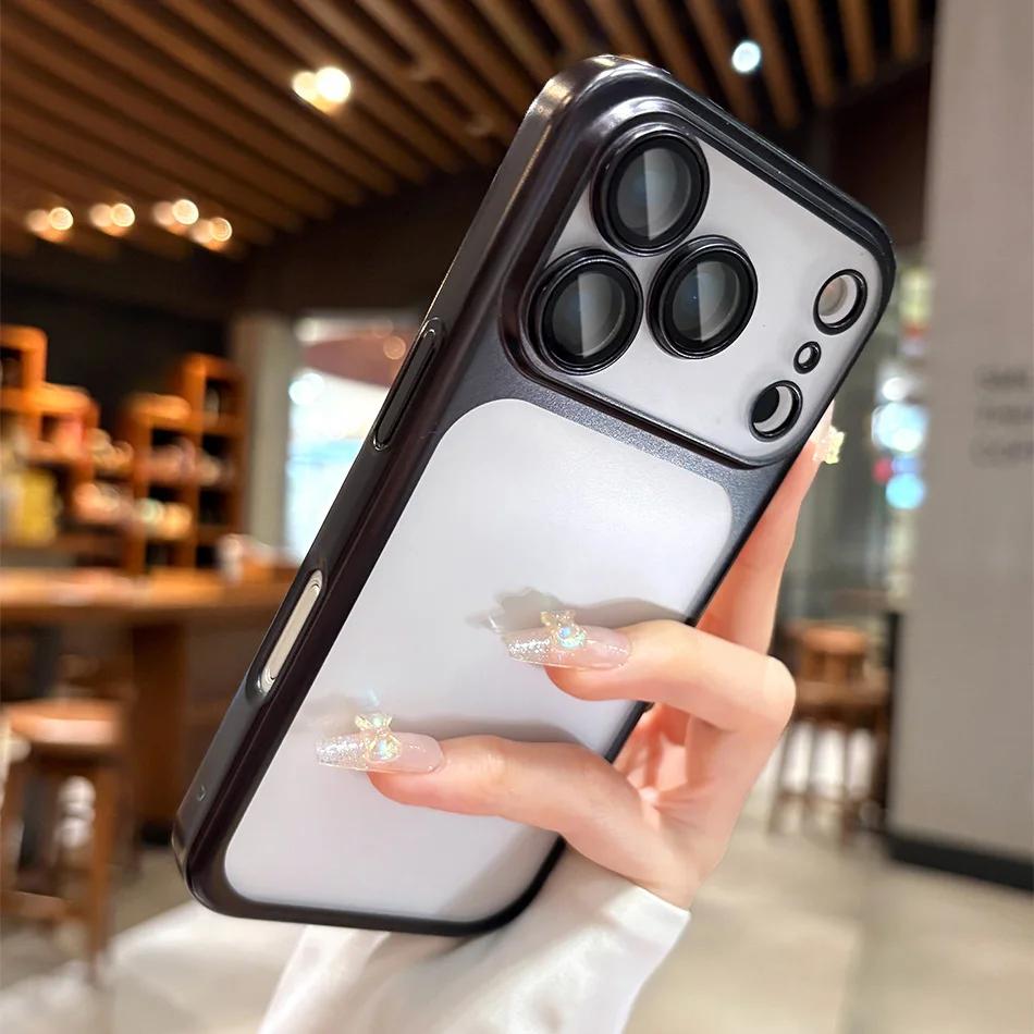 NEW Plating Frosted Translunt PC Phone Case For iPhone 17 Pro Max Air 16 15 14  Official Matte Lens Glass Protect Cover