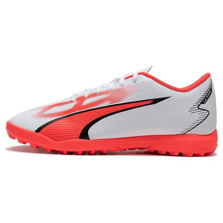 Puma Ultra Play Mens TF Football Shoes White Red Black Round Toe Lace Up Wear Resistant 107528-01