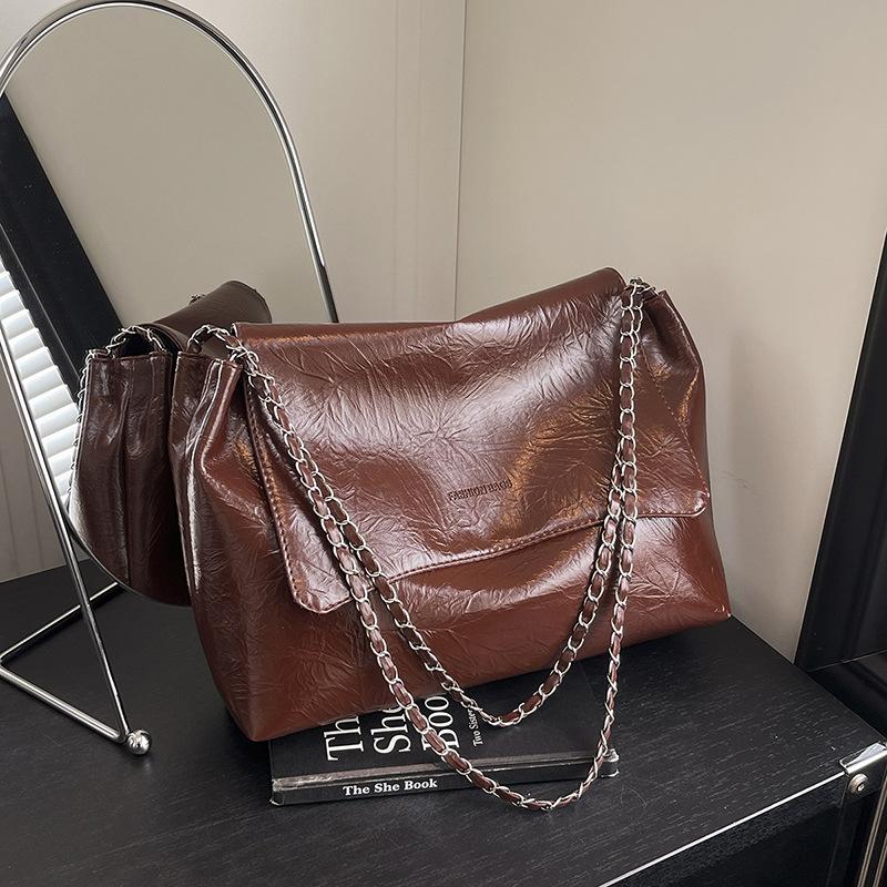Simple casual retro tote bag large capacity chain shoulder bag personalized versatile women's messenger bag women's bag