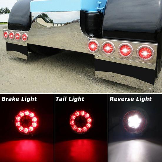 2Pcs Tail Lamp Waterproof Energy Saving Anti-deformed 12V/24V Round Taillights Side Lamp for Vehicle