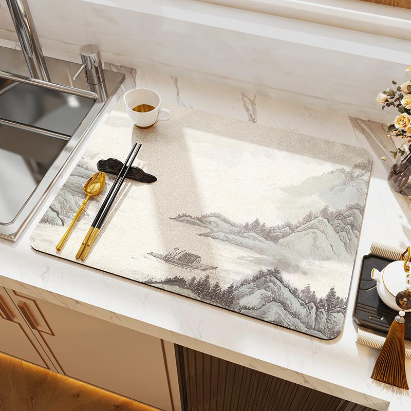 

Китайская классическая кухня, впитывающий дренажный коврик, коврик для сушки посуды, резиновый дренажный коврик для посуды, чашки, бутылки, коврик для посуды 30X40cm