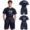 Men Short Sleeve Padded Jumpsuit Water Resistant Back Invisible Zipper Thigh Length Bodysuit with Pockets Adjustable Belt for Easy Dressing