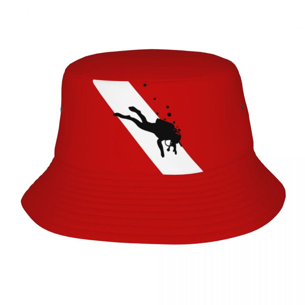Scuba Diver Down Flag Bucket Hat Women Unisex Unisex Trendy Diving Summer FisherUnisex's Hat