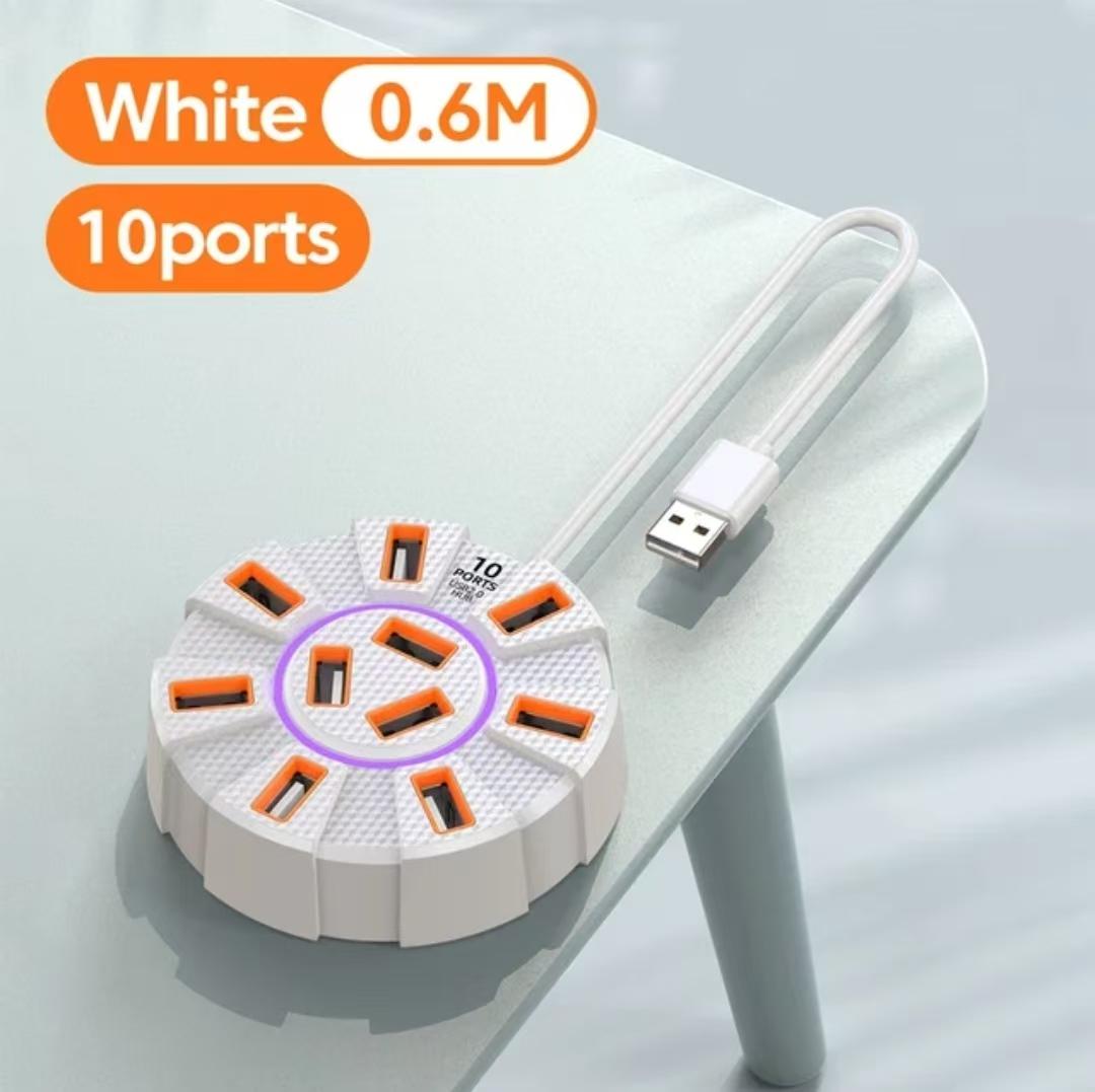 

7/10 Портів USB 2.0 Хаб Універсальна Док-станція для ноутбука Мульти Розгалужувач Адаптер Високошвидкісний USB Подовжувач Розгалужувач Адаптер живлення 10 port білий