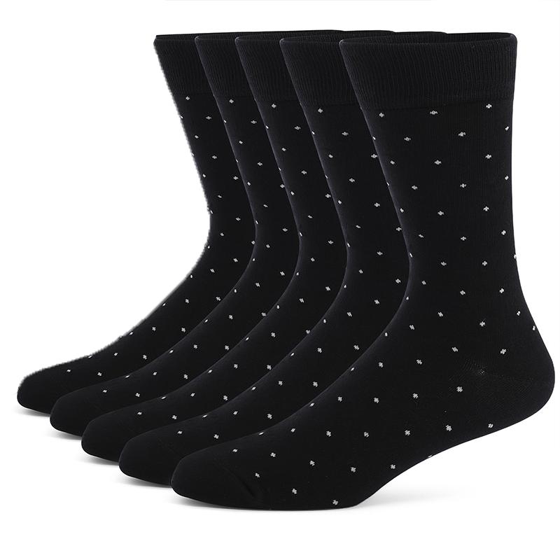 5 Pairs Mens Argyle Striped Solid Ribbed Black Crew Dress Socks Patterned Daily Business Socks