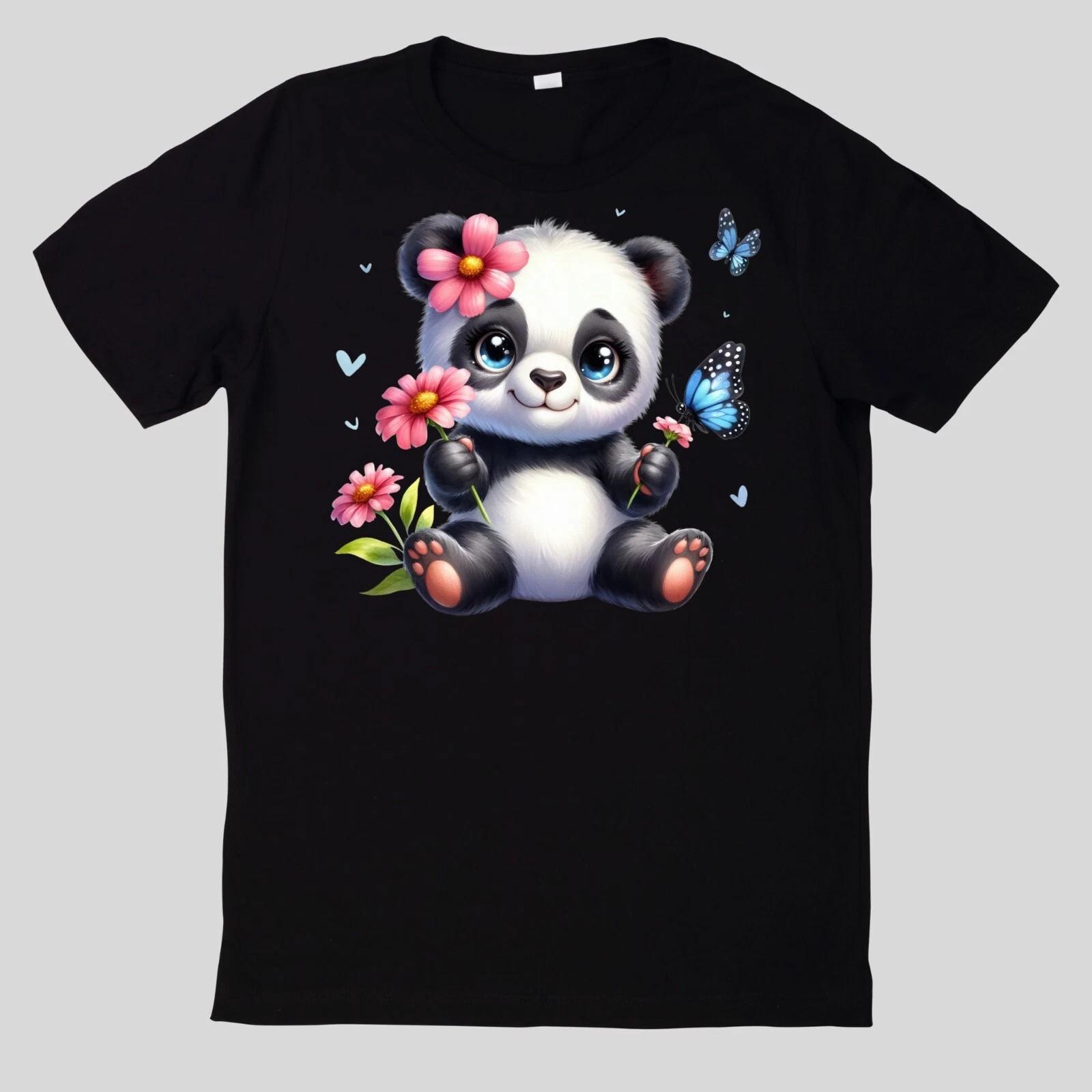 T-Shirt Niedliches Tier mit Wildblumen Baumwolle Fun Spaß Sprüche Lustig Cartoon L