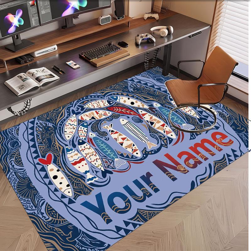 Decorative Artwork Theme Soft Crystal Velvet Rug Custom Name & Text Print Non Slip Floor Rug for Bedroom Living Room