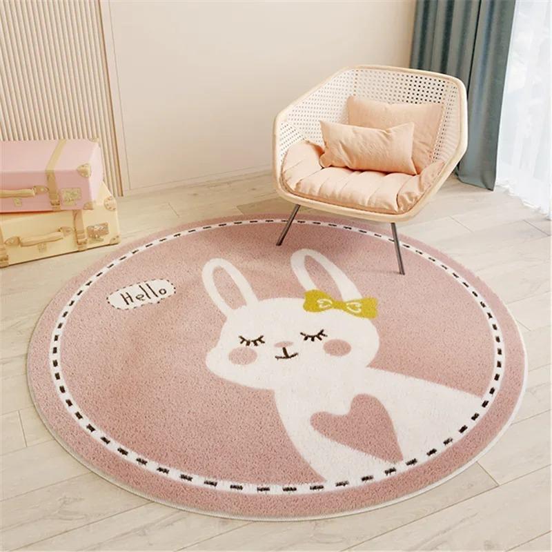 Cartoon Cute Carpets for Living Room Bedroom Decor Round Rugs Non-slip Chair Floor Mat Children's Room Bedside Carpet Study Rug