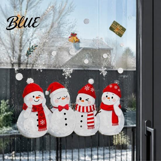Snowman Window Cling 1/2 Sheets Christmas Cling Cartoon Decorative Glass Clings Sticker Waterproof Static Decal for Winter Holiday Party Decorations