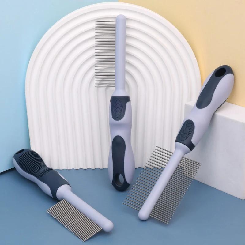 3pcs Pet Dematting Comb Stainless Steel Pet Grooming Comb for Dogs and Cats Gently Removes Loose Undercoat Flea Comb Dog Brush