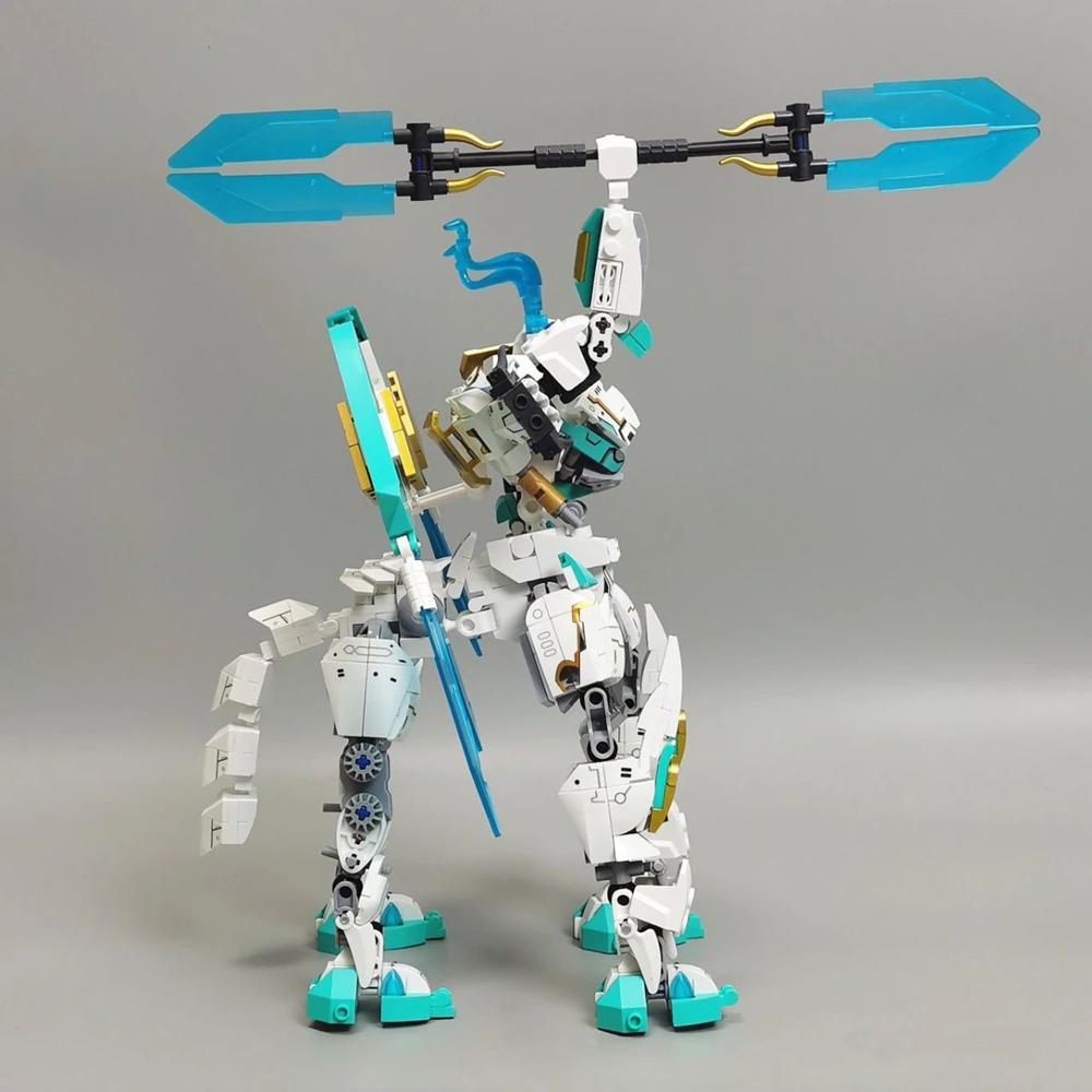 Non-Toxic 731Pcs New Technical White Dragon Horse War Steed Building Blocks Creative Diy Model Construction Set Christmas Birthday Gifts