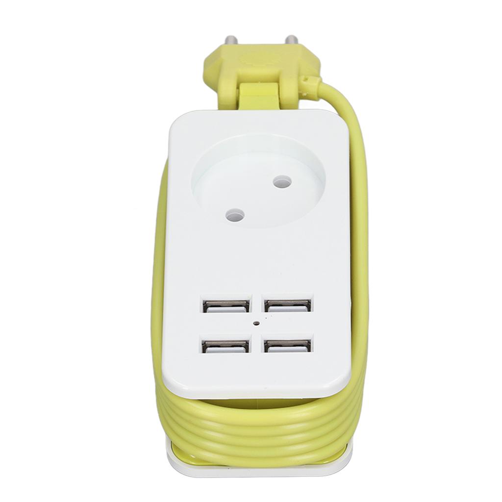 Steckdosenleiste 1200W 10A Feuerfest Adapter mit 4 USB-Anschlüssen für Smartphones Tablet