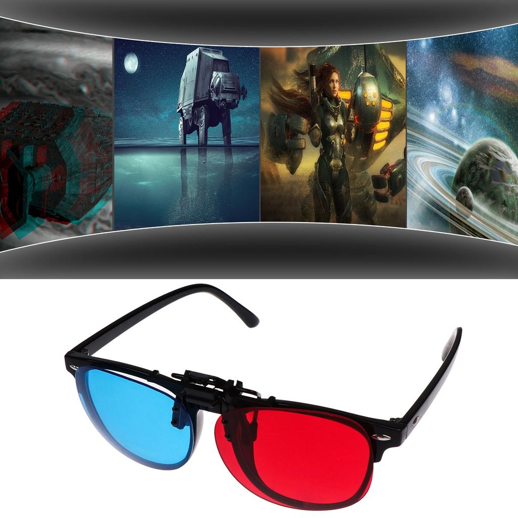 Klipsli 3D Gözlük Kırmızı Mavi 3D Gözlük 3D Film Oyun Gözlükleri Anti-Polarizasyon
