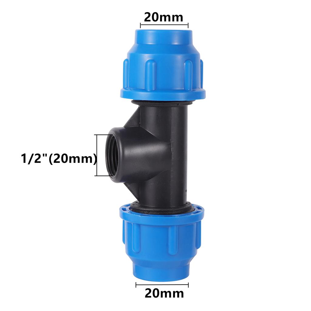 1/2" 3/4" 1" To 20mm 25mm 32mm PE Pipe Locked Tee Farmland Micro-irrigation Sprinkler Irrigation PE Pipe Quick Connection Tee