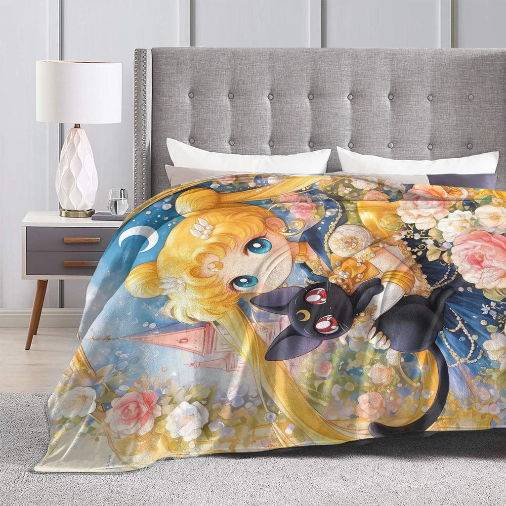 Sailor Moon Warm Blanket Child Plush Throw Blanket Funny Couch Bed Flannel Bedspread Sofa Bed Cover
