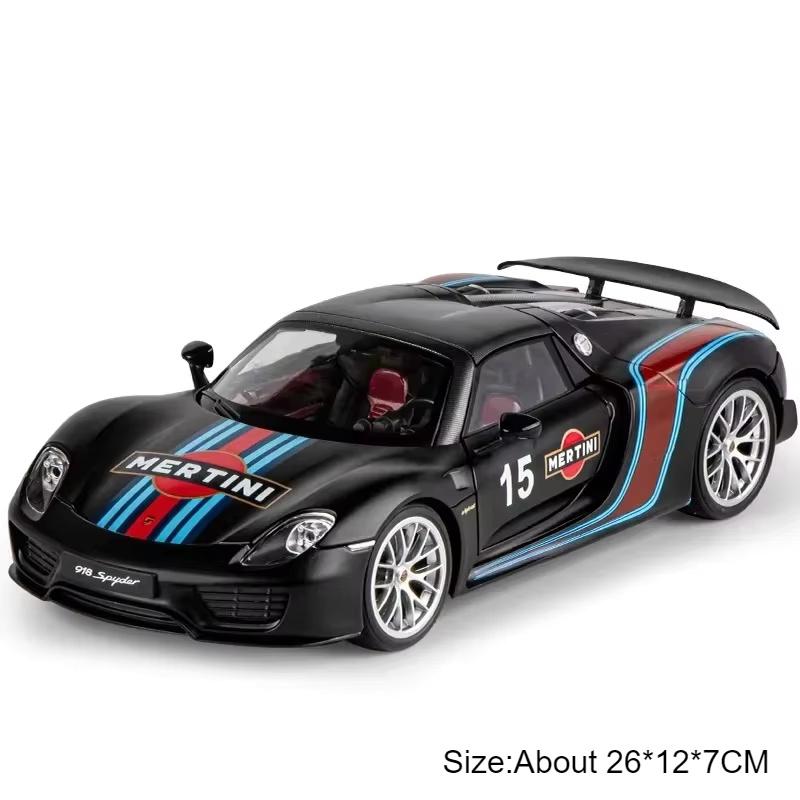 Groß 1:18 GTR Skyline S15 918 Martini Automodell Spielzeug Musik Licht Stoßdämpfung Legierung Druckgussmodelle Heimdekoration Geschenk