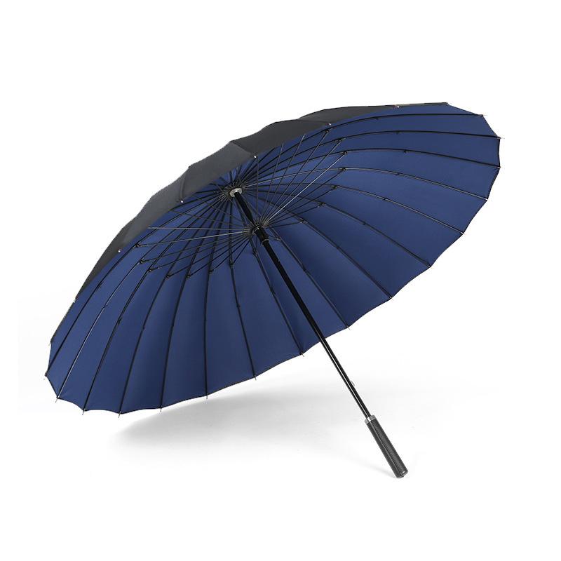 Manual Long-handled Double-layer 24-bone Reinforced Umbrella, Double One-click Open Handle, Men's Umbrella Can Be Added.