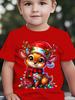 Kids Boys Girls Family Matching T Shirt Christmas Cute Reindeer Santa Hat Light Graphic Print Short Sleeve Crew Neck Tee Tops