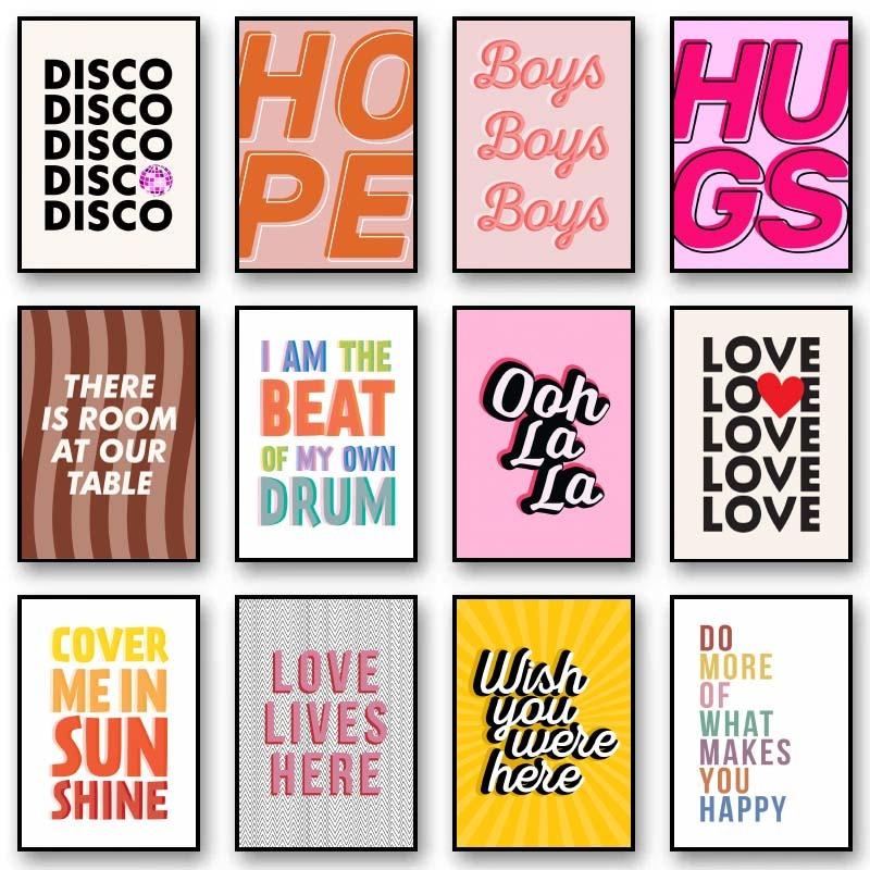 Funny Quote Art Pink Poster Girl Power Love Quote Canvas Posters and Prints Printing Wall Art Picture for Living Room Decor