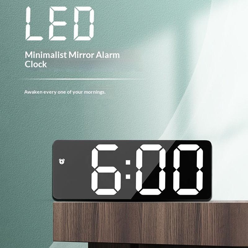 Led Mini Mirror Alarm Clock Electronic Digital Alarm Clock Digital Table Clock Room Desk Decorating Smart Small Tools Home