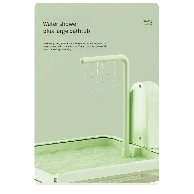 Cage Hanging Parrot Bathtub Automatic Shower Bath Box Practical Accessory for Cockatiel Parakeets Canary Budgie Small Birds