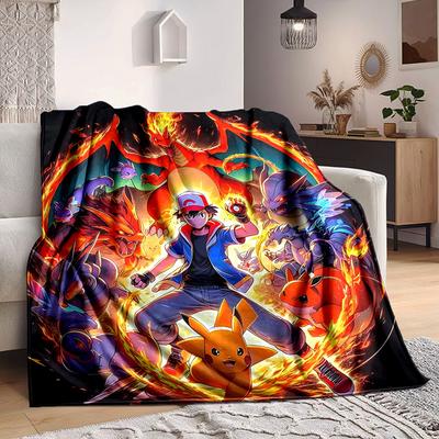 1pc , Charizard Flannel Blanket [Cozy Throw Blanket] For Sofa, Bed, Travel, Camping, Livingroom, Office, Couch, Chair, And Bed
