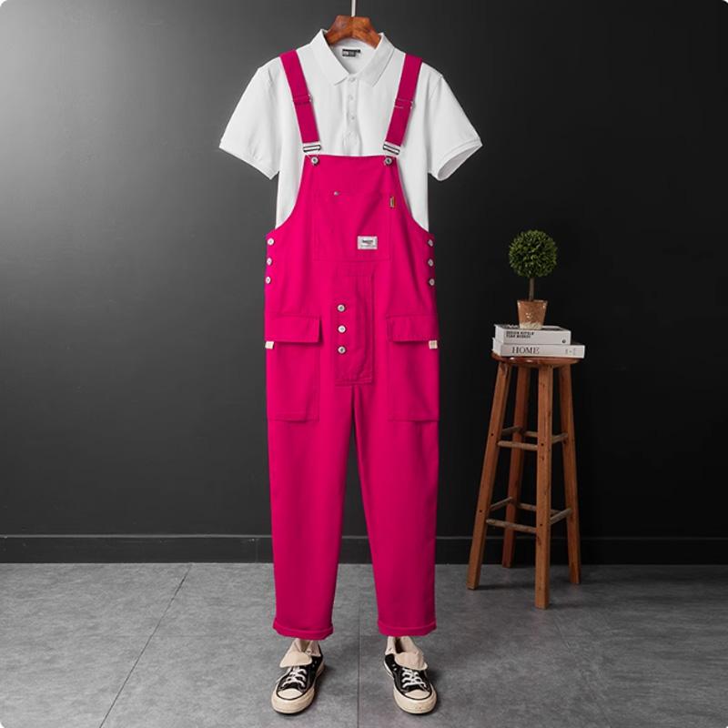 Retro Casual Jumpsuit for menn Løs overall med flere lommer. Kjeledress for menn