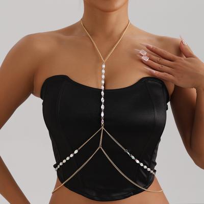 European and American Jewelry, Fashion Metal Cross Thin Chain, Sexy Waist Chain, Chest Chain for Women, Bikini Hottie Body Chain.