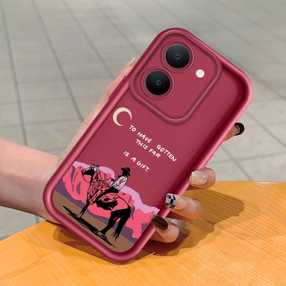 Soft Silicone Square Ladder Printing Pattern Phone Casing Full Cover Camera Shockproof Protection Rubber Case for Vivo