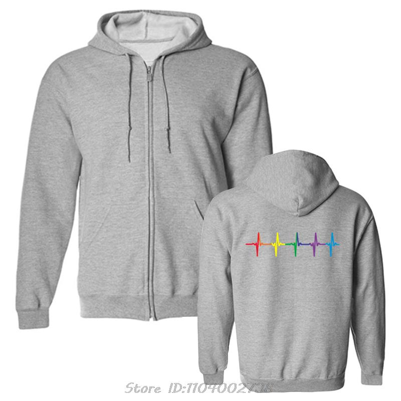 

Rainbow Pulse Hearbeat LGBT Men Hoodie Gay Pride LGBTQ Lesbian Vintage Cotton Male Hoody Basic Pullover Sweatshirt Printed 3XL
