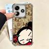 Cartoon Cute Pucca Garu Plating Phone Case For Xiaomi Redmi Note 14 15 Pro Plus 13 12 11 11S 11T 10 9S 9 5G Anti-Fall Airabag Co