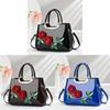 Elegant Gradient Leather Handbag With Zipper Pocket And Floral Accents For Office And Casual