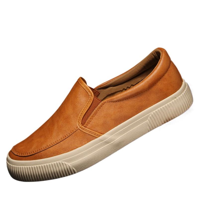 Fashion Men's Casual Leather Shoes Fashionable Breathable Men Casual Low Top Board Shoes Driving Shoes