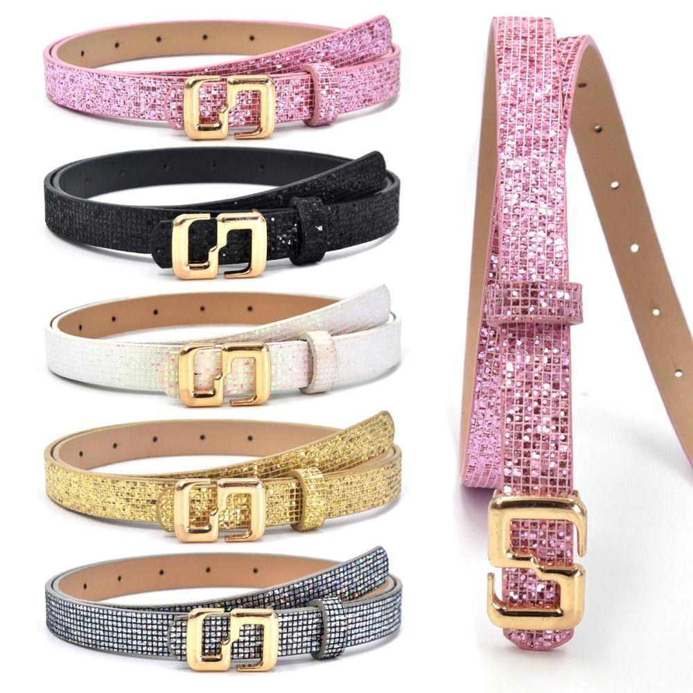 Bling Bling Sparkling Rhinestone Belt Versatile Luxury Brand Design S-shaped Buckle Belt Glitter Vintage PU Leather Belt