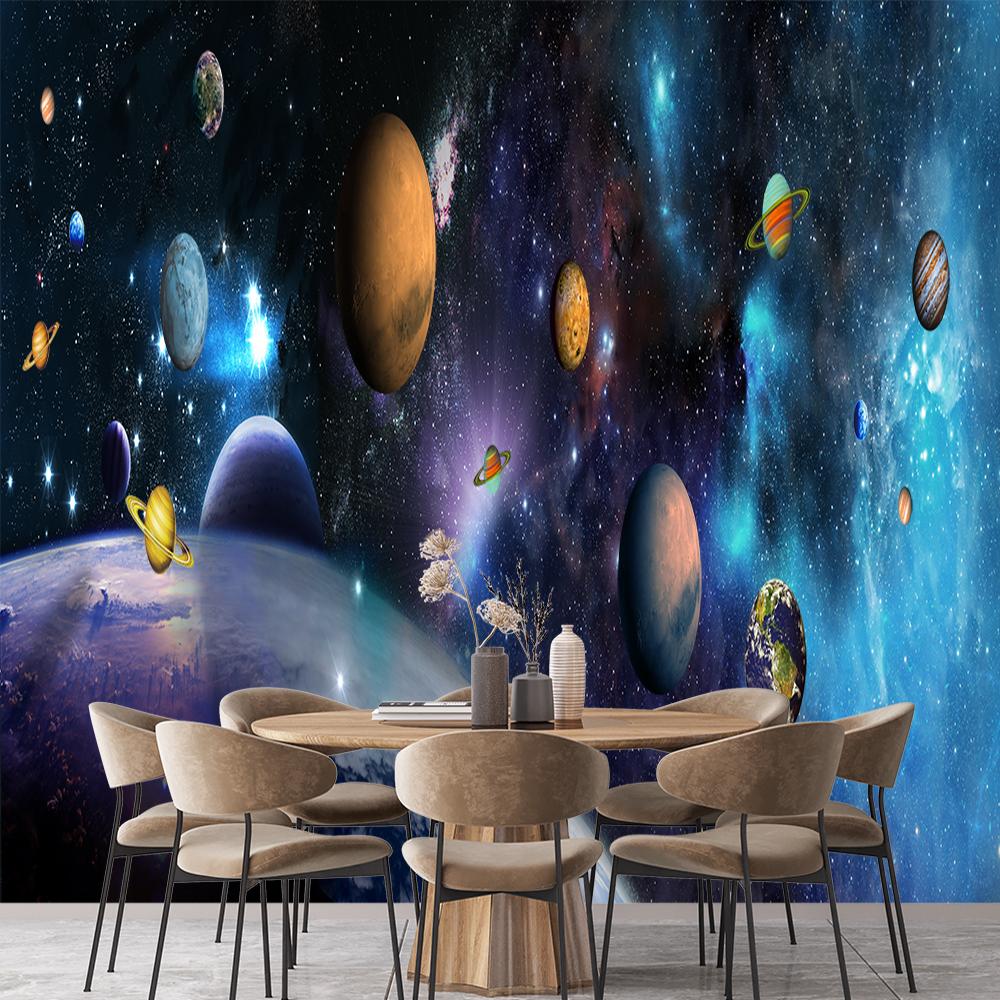 Universe Planet Murals Galaxy Ceiling Wall Murals Living Room Bedroom Galaxy Themed Wallpaper