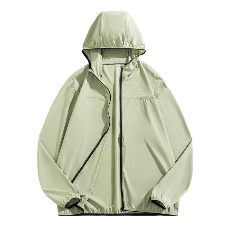 Li Ning Sports Fashion Hooded UV Protection Sun Protection Clothing Unisex Outerwear Bean-Green AFDUC79-3