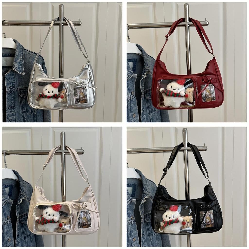 Sac bandoulière transparent en PU avec surpiqûres pour un usage urbain quotidien