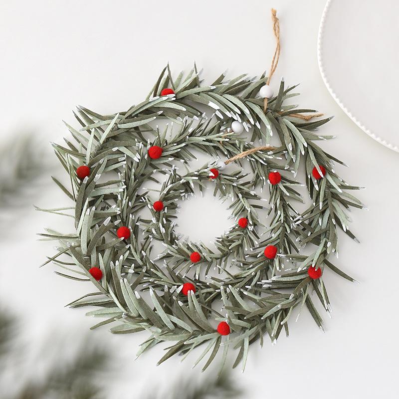 Red Berry Pine Wreath Decoration with Small Christmas Tree for Home Display