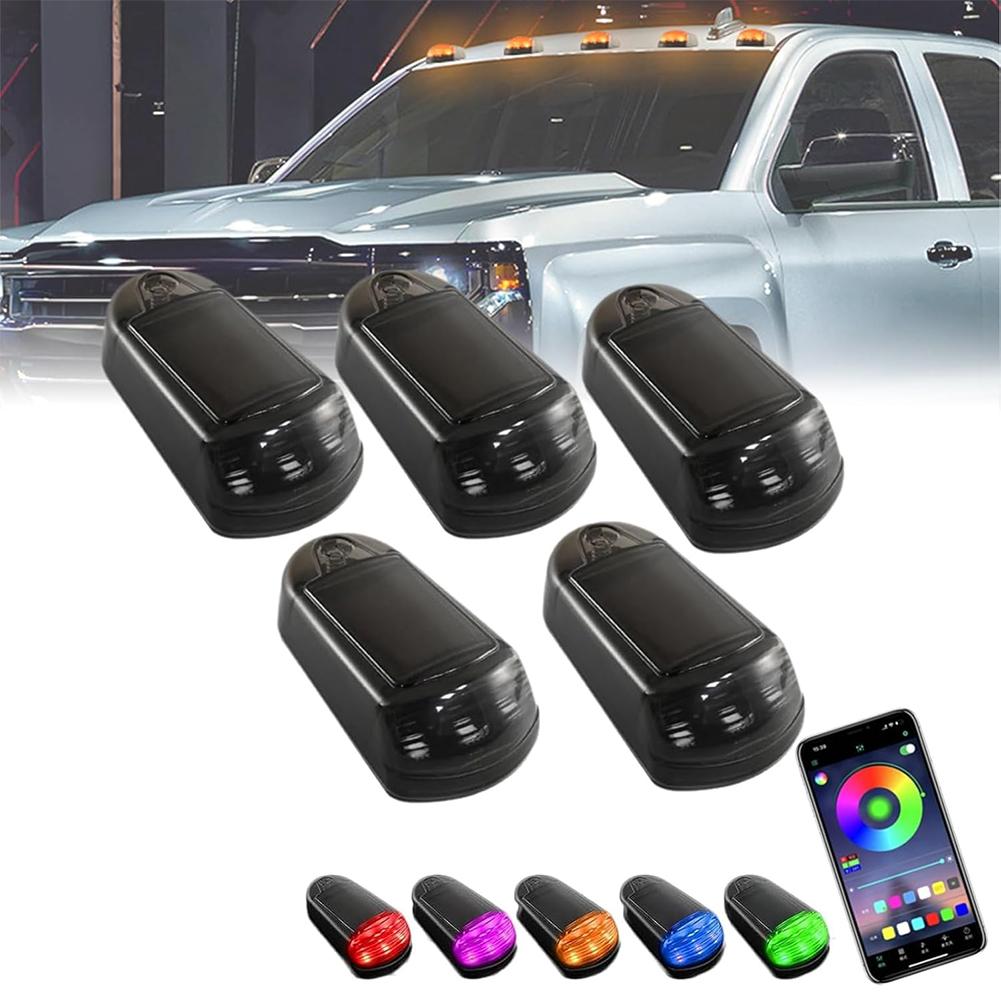 7 Colors Hot Solar Powered Cab Lights Punch-Free Solar Powered Cab Lights Wireless App Control Roof Lights Or Truck