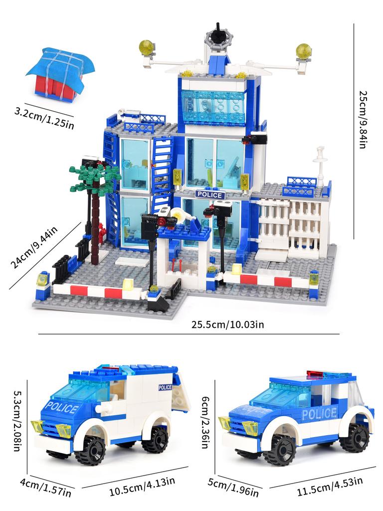 750PCS City Police Station Trucks Car Building Blocks with 10 Policeman Model Bricks Construction Toy for Children Gift