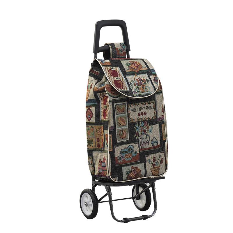 Foldable Ethnic-Style Shopping Cart for Groceries and Luggage