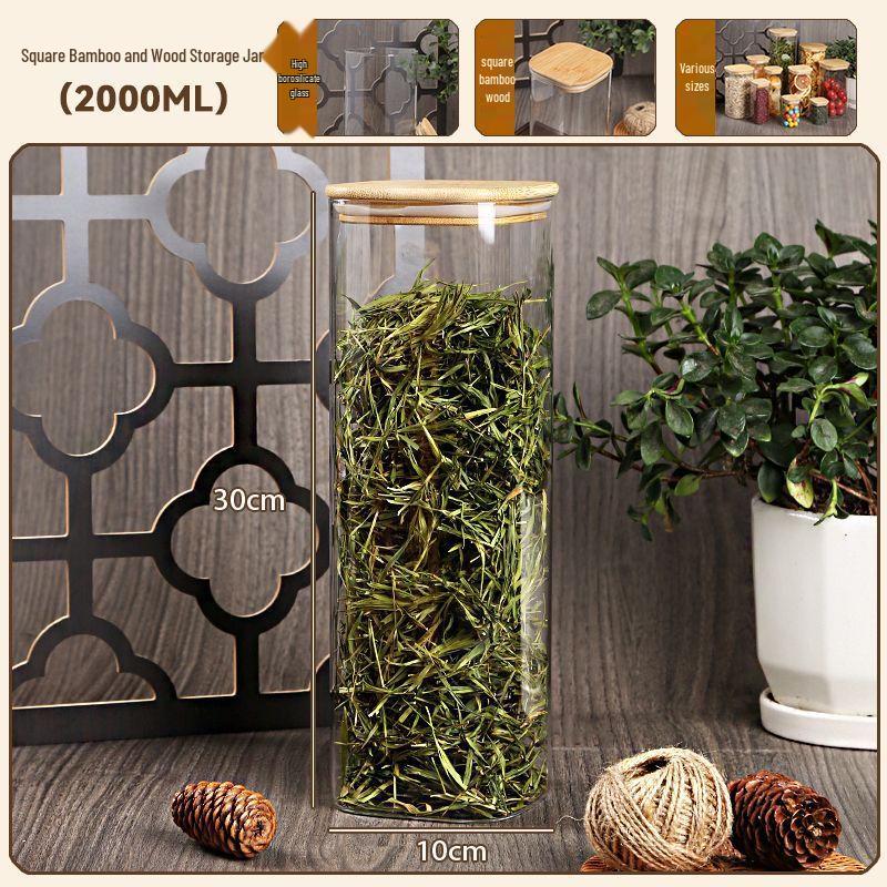 Квадратные стеклянные банки для хранения с бамбуковыми крышками