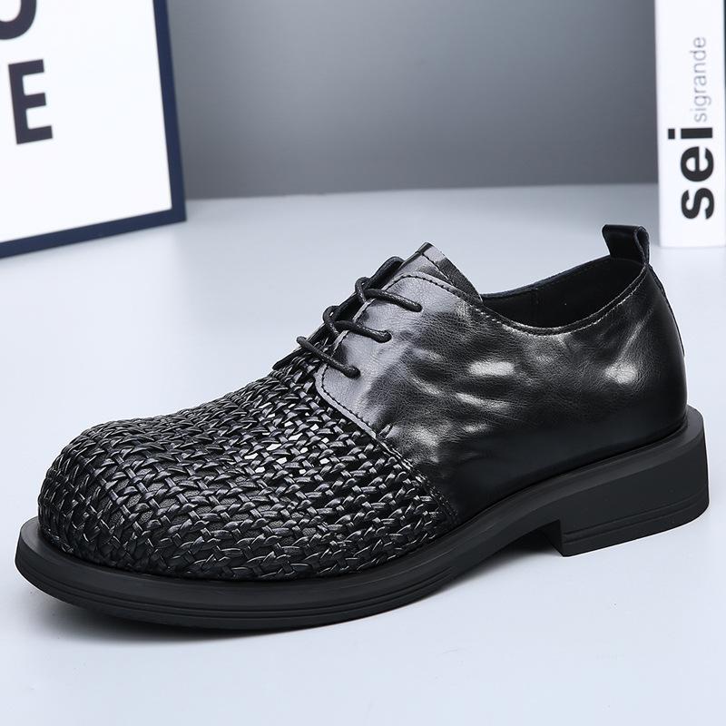 Summer Men's Sandals Hand-woven Hollow Breathable Derby Shoes Men's High-end Business Casual Big Head Leather Shoes