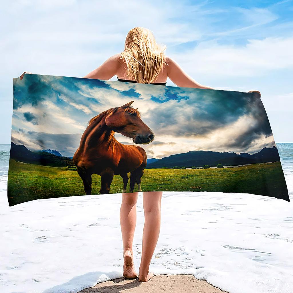 Horses Print Super Soft Beach Towels Oversized Microfiber Bath Towels Quick Dry Absorbent Towel for Adults Men Women Boy Girl
