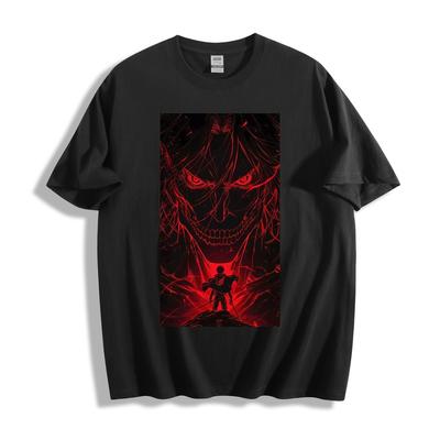 Attack On Titan Eren Titan Red Silhouette T-Shirt -  Crimson Design Unisex Tee
