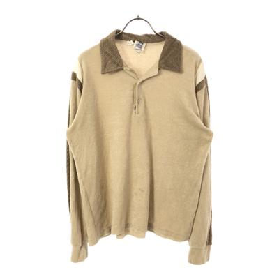 KENNINGTON 70s Long Sleeve Pile Ground Polo Shirt Beige Old Vintage Men's Used