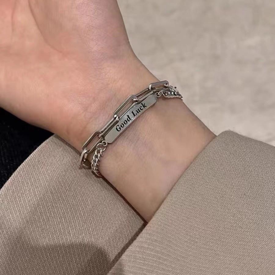 Versatile Geometric Titanium Steel Letter Bracelet For Men And Women Fashionable