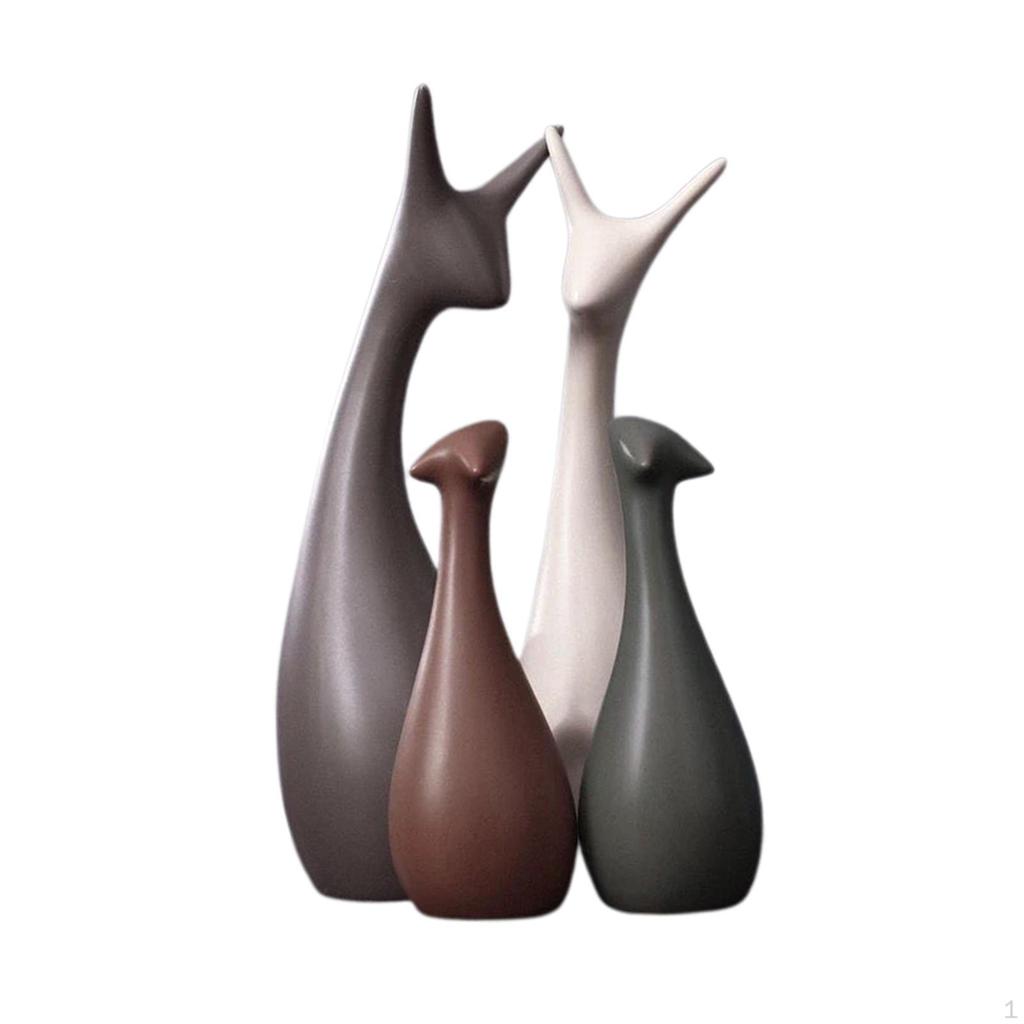 3pcs Ceramic Ornaments Animal Figurine Sculpture Deer Statue Decorative Furnishings Creative